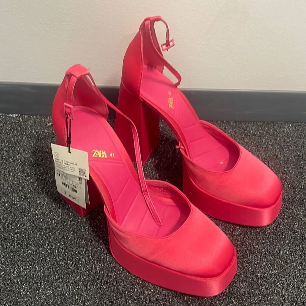 Zara Pink Chunky Heels